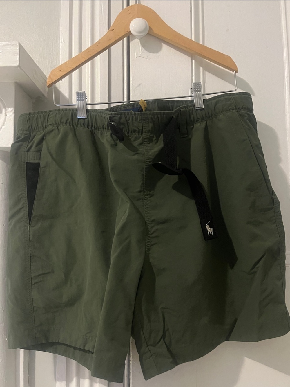 Ralph Lauren Olive Drawstring Athletic Shorts with Black Trim